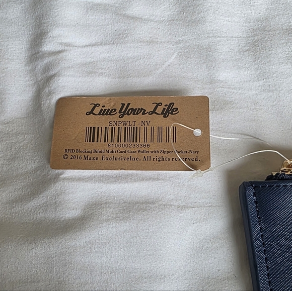 MAZE EXCLUSIVE Navy Blue Wallet with Gold Zipper NWT - Picture 9 of 11